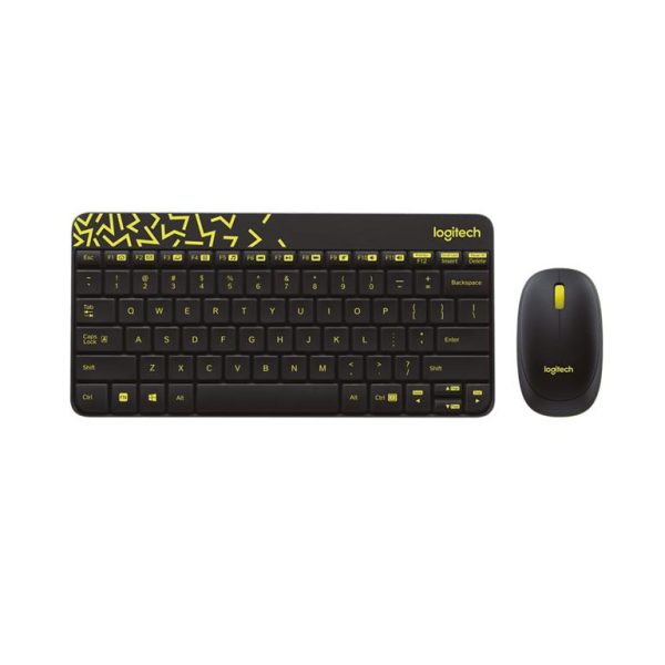סט מקלדת ועכבר אלחוטיים Logitech MK240 NANO Wireless בצבע שחור וצהוב